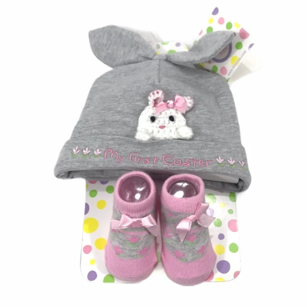Little Me My First Easter Beanie & Socks Set Pink